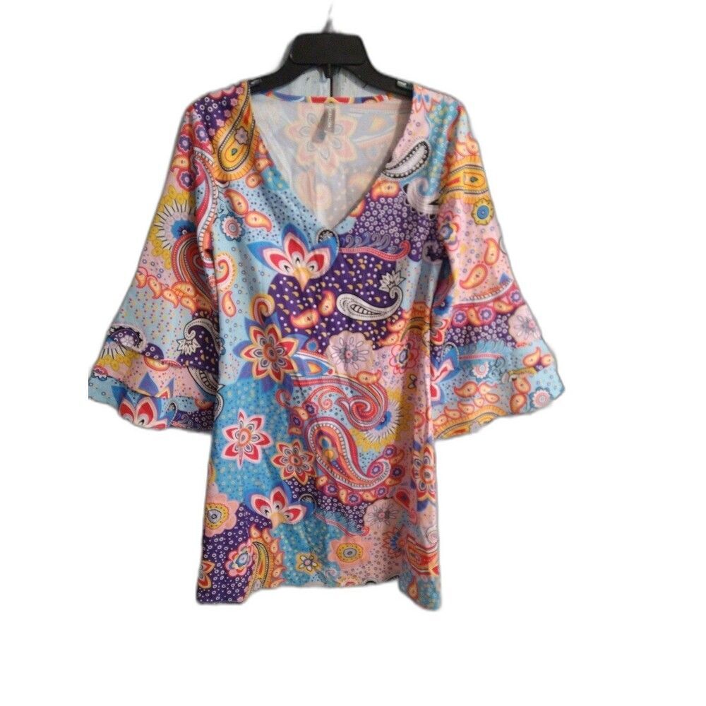 Nora Cora bohemian Hippie flared ruffled sleeve Sz small dress